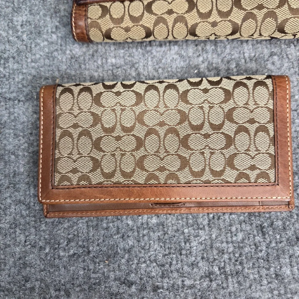 Coach Snap Closure Signature C Wallet Fabric with Leather Trim VTG y2k